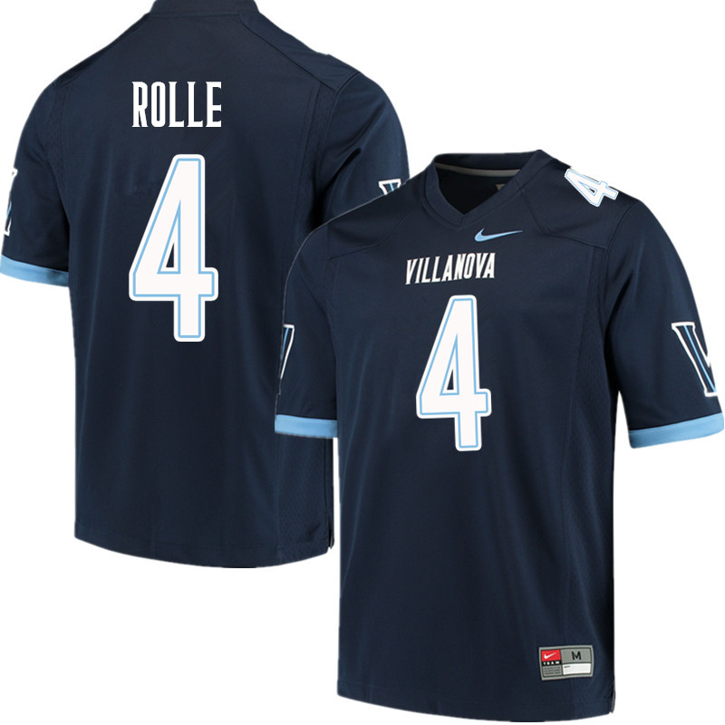 Men #4 Rob Rolle Villanova Wildcats College Football Jerseys Sale-Navy - Click Image to Close